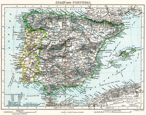 Map of Spain and Portugal by English School