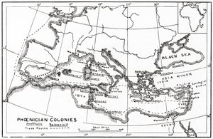 Map of the Phoenician Colonies and Its Mediterranean Trade Routes