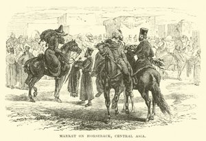 Market on Horseback, Central Asia by English School