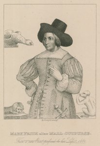 Mary Frith, alias Moll Curpurse, from a rare print prefixed to her life, 1662