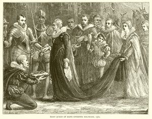 Mary Queen of Scots entering Holyrood, 1561 by English School