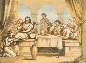Mary anointing the feet of Jesus by English School