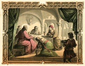 Mary anointing the feet of Jesus by English School