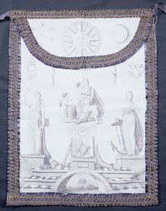 Masonic apron depicting faith, hope and charity by English School