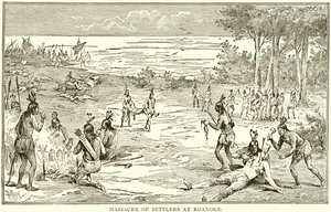 Massacre of Settlers at Roanoke by English School