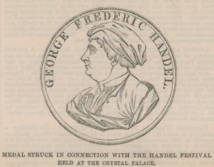Medal struck in connection with the Handel Festival held at the Crystal Palace by English School