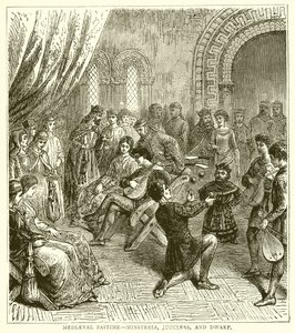 Medieval Pastime: Minstrels, Jugglers, and Dwarf by English School