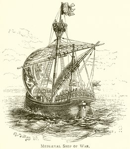 Medieval Ship of War by English School