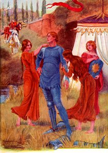 Medieval Knight, Morning Star Being Readied for Battle by English School