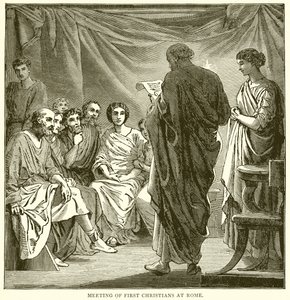 Meeting of First Christians at Rome by English School