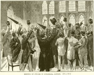 Meeting of Jingoes in Guildhall, London by English School