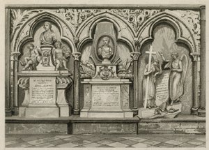 Memorials and statues in Westminster Abbey, London by English School