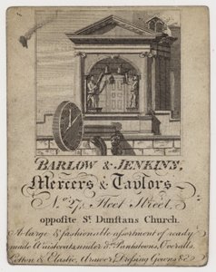 Barlow & Jenkins Mercer and Tailor, trade card by English School