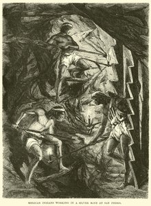 Mexican Indians working in a Silver Mine at San Pedro by English School