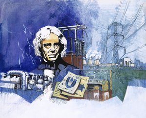 Michael Faraday with Electrical Power Station in Background