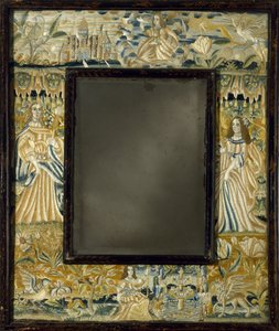 Mirror with Raised-Work Embroidery, c. 1650-1700