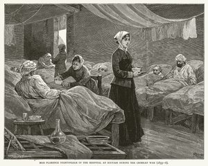 Miss Florence Nightingale in the Hospital at Scutari during the Crimean War (1855-6) by English School