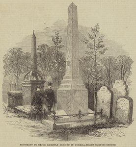 Monument to Defoe recently erected in Bunhill-Fields Burying-Ground