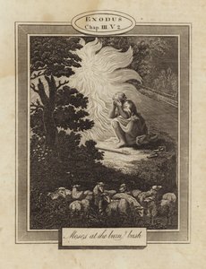 Moses at the burning bush by English School