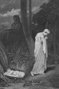 Moses left in the Bullrushes (engraving)