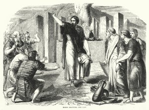 Moses Reciting the Law by English School