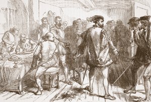 Mouchares band attacking the Protestants at the Hostelry in the Faubourg St. Germain by English School
