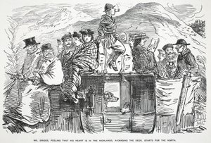 Mr. Briggs, Feeling that His Heart is in the Highlands, Starts for the North, Illustration from Punch