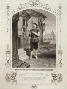Mr. Buckstone as Lancelot Gobbo, Act II Scene 2, in The Merchant of Venice by William Shakespeare by English School