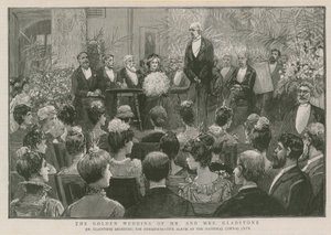 Mr Gladstone Receiving the Commemorative Album at the National Liberal Club by English School
