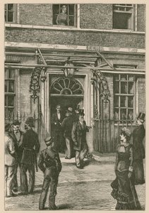 Mr Gladstones illness: anxious inquirers in Downing Street by English School