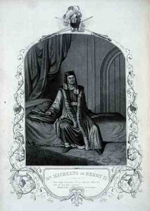 Mr Macready as Henry IV, Act III Scene 1, in Henry IV by William Shakespeare (1564-1616)
