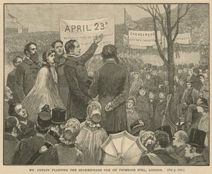 Mr Phelps planting the Shakespeare Oak on Primrose Hill, London by English School