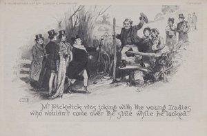 Mr Pickwick joking with the young ladies by English School
