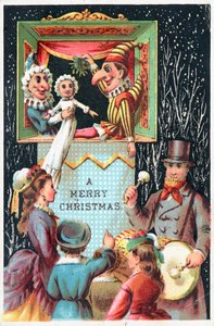 Mr Punch Holding Mistletoe