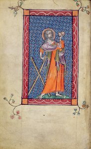 St. Andrew, miniature from the Macclesfield Psalter, Use of Sarum, East Anglia, c.1330