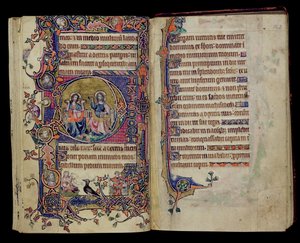 The Father and Son, historiated initial D from the Macclesfield Psalter, Use of Sarum, East Anglia, c.1330