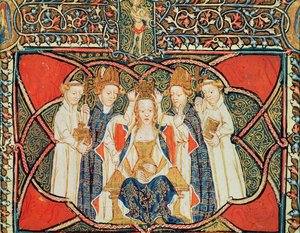 Coronation of a queen, from Liber Regalis by English School