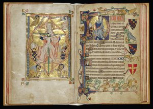 The Trinity and the Throne of Mercy in an historiated initial D, from the Packham-Clifford Hours, Use of Sarum, c.1314-31