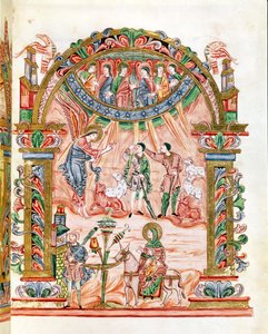 The Annunciation to the Shepherds and the Flight into Egypt, from the Missal of Robert of Jumieges, c.1016