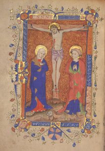 Crucifixion with St. Mary and St. John the Baptist from the Missal of St. Botolph Aldersgate (c.1420-30)