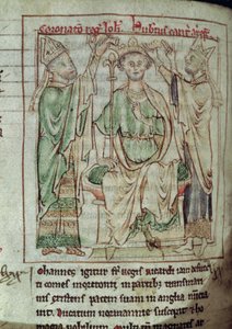 King John (1167-1216), miniature from Flores Historiarum, by Matthew Paris, 1250-52 by English School