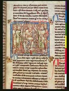 King Arthur, miniature from Flores Historiarum, by Matthew Paris