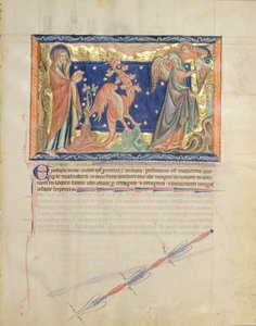 St. John Watching an Angel Help the Woman to Escape from the Red Dragon, from the Gulbenkian Apocalypse, c.1265-70 by English School