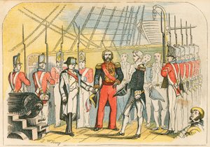 Napoleon surrendering to the English by English School