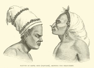 Natives of Santa Cruz, Papuans, Showing the Head-Dress by English School