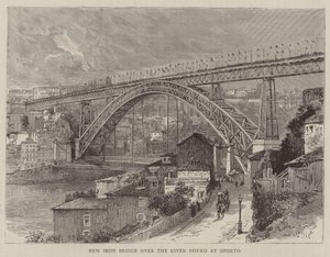 New Iron Bridge over the River Douro at Oporto by English School