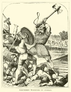 Northmen warriors in combat by English School