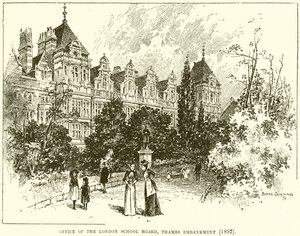 Office of the London School Board, Thames Embankment (1892) by English School