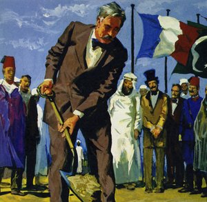 On 25 April 1859, de Lesseps overturned the first spadeful of dirt of the Suez Canal