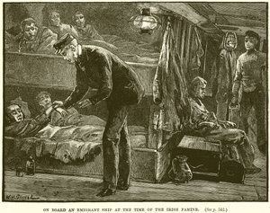 On Board an Emigrant Ship at the Time of the Irish Famine by English School